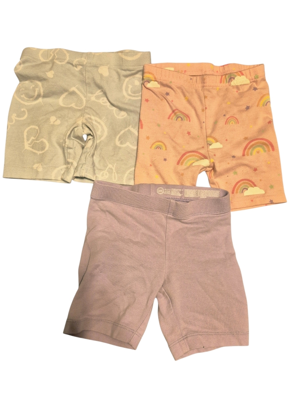 ⭐️⭐️5/$15. Wonder Nation Girls 3-Pack Bike Shorts - Peach, Cream & Light Pink